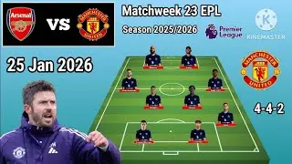 Arsenal vs Manchester United Line Up 4-4-2 Formations With Shaw Matchweek 23 EPL 2025/2026