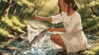 Peaceful River Life 🍃 Catching Fish, Cooking & Eating | Ghibli-Style Video