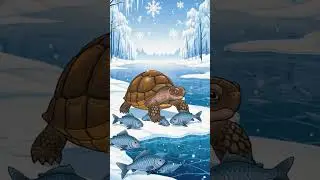 Frozen River Feast 🐟❄️ | Jungle Animals Unite to Survive Winter | #animals #fishing #river #shorts