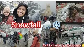 #vg20 Snowfall 🌨️❄️ || doston gadi ka dkho kya haal hogyaa 🥲😯 #shimlasnowfall#ridge #shimlachurch