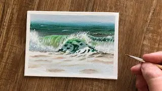 Painting a Wave at the Beach | Acrylic on Panel