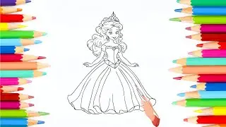 Cute Princess drawing and coloring for kids | Drawing cute Princess  | Step by step drawing princess