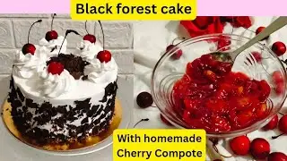 Traditional Black Forest Cake Recipe With Homemade Cherry Compote 😋 ब्लैक फॉरेस्ट केक कैसे बनाएं..