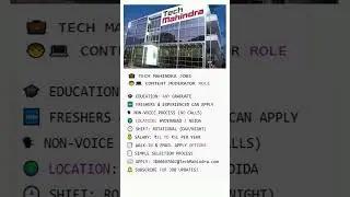 Tech Mahindra Company Jobs | Content Moderation Jobs | Latest Hyderabad Jobs | Direct Jobs 2025