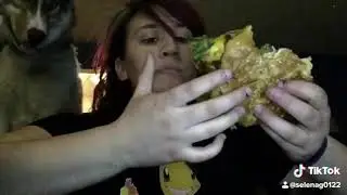Trying to eat with a dog present.