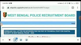 WBP Constable admit Card Download 2021//admit card WBP constable