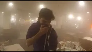 Kid sprays fire extinguisher at Ice Poseidon in a restaurant [02-04-2017]