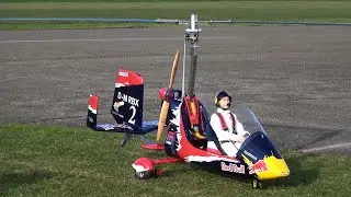 Huge Scale RC Model Red-Bull Rotorwings Auto Gyro Copter Flight Video