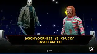 wwe2k24 : Jason Voorhees vs Chucky in a Casket Match, Horror Icon matches round 2