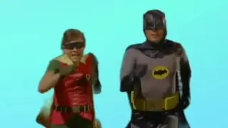 Batman and Robin running Blue Screen