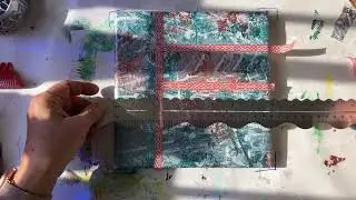 Altered re-purposed canvas with one of a kind gel print paper DIY birthday gift part 3 a￼