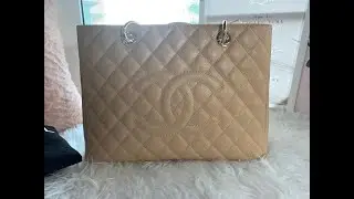 Chanel Grand Shopping Tote GST Beige Clair in Caviar with Gold Hardware
