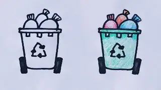 Рисование мусорного бака/Рисование и раскрашивание мусорного бака: легко и пошагово @simplelinedr...