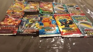 Opening 10 different pokemon packs