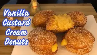 First time making Vanilla Custard Cream Donuts / Quick and Easy Donuts Recipe ||| Anne Chan KABABS