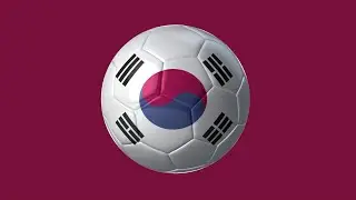 South Korea Flag on 3D Football rotate loop 1 Hour