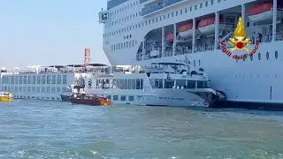 Unfall in Venedigs Hafen: Kreuzfahrtschiff rammt Touristenboot