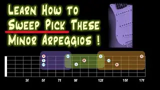3-String Sweep Picking | Connecting the A Minor Triad Inversions (Strings 1-3) | TAB & Diagram