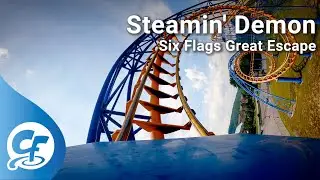 Steamin' Demon front seat on-ride 5K POV @60fps Six Flags Great Escape