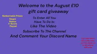 August2024 Monthly &pound;10 Multi Giftcard Giveaway #steam #xbox #playstation #roblox #giftcard #giveaway