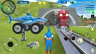 Captain American Rope Hero - Monster Truck Crime Simulator in Vegas City - Android Gameplay
