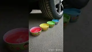 Car vs 4 Cocomelon Cereal Bowls | Colorful Milk Splash ASMR Crush