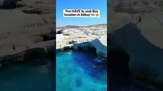 Insane cliff jumping at Sarakiniko Beach in MILOS! #greece #shorts #travelshorts #milos