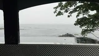Rainy View from the Ocean-Facing Porch of the Eighth Maine Regiment Memorial Building, Peak&rsquo;s Island