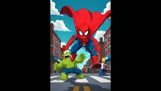 The main Avengers , but in the world of The Simpsons #shorts2025 #spiderman  #viral #simpsons