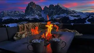 Fireplace 🔥 | Cozy time | Snowy Mountain Views | Winter Ambience 🏔️