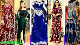 Beautiful Velvet Long Anarkali Gown Designs | Velvet Western Gown, Ball Gown Ideas | #fashionstyle