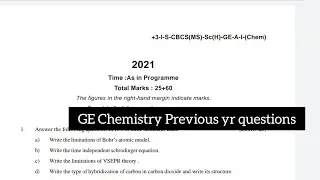 Generic elective chemistry for 2nd semester// GE chemistry||+3 2nd semester generic elective chemist