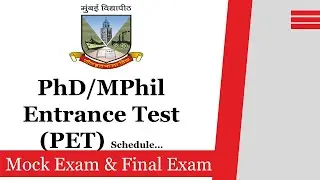 PhD Entrance Test Mumbai University | PET  Exam Date Out | PhD| MPhil | MUM PET 2021 | Exam Schedule