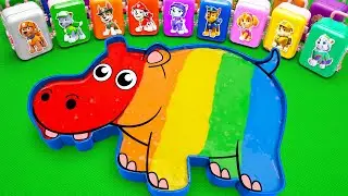 Satisfying ASMR Video 🌈 DIY How To Make Rainbow Hippo From Mixing SLIME & CLAY Suitcase in bathtub
