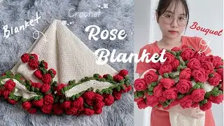 Crochet Rose Blanket 🌹 100cm Super Easy | Super Detailed 1-Meter Rose Flower Carpet Crochet for B...
