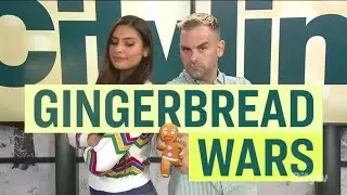 A chef vs. foodie gingerbread house competition