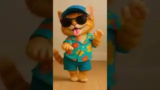 This dancing cat is bursting with vacation vibes 😎🐾
