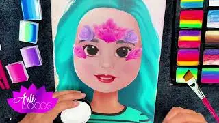 Princess with flowers one stroke face painting - Artilocos Facepaint -