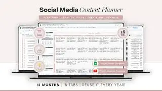 Social Media Content Planner - 12 Month Content Calendar Spreadsheet - Google Sheets Template