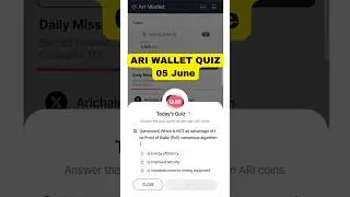 ARI Wallet Daily Quiz 05 June | Ari Wallet Testnet airdrop | Ari Wallet Quiz Today | Arichain