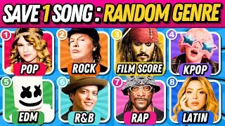 Save One Song with RANDOM GENRES | 10 Genres, 6 Songs Challenge! |  Music Quiz