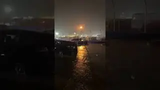 Vehicles trapped in flood water at Wisconsin State Fair