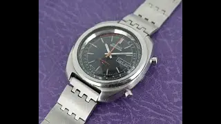 1971 Seiko 5 Sports Pulsemeter Chronograph men's vintage watch - just serviced.  Model ref 7017-8000