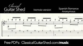 Spanish Romance with Tremolo - Free Classical Guitar Sheet Music