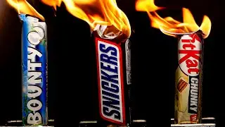 🔥Satisfying ASMR Close-Up! Watch Snickers, KitKat, Bounty & More Burn!