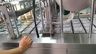 trays filling and sealing machine linear type 4 lanes filler