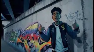 A dynamic graffiti art character.