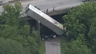 Tractor-trailer crashes off Route 30 Bypass bridge in Chester County, Pa.