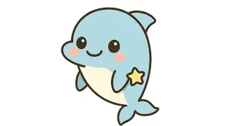 Cute Dolphin  Easy Drawing, Painting & Coloring For Kids and Toddlers_ Kids Art 