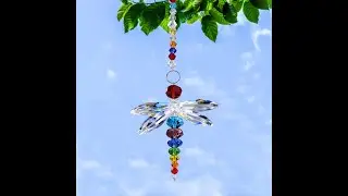 YU FENG Hanging Dragonfly Pendant Chandelier Crystal Ball Prisms Rainbow Beads Chakra Suncatcher